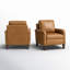 Fauteuil club transitionnel en cuir véritable l 31,5 po Paserella avec pieds en bois massif-93301722