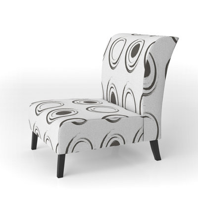 'Filberto Black Circle Pattern - Upholstered Patterned Accent Slipper Chair