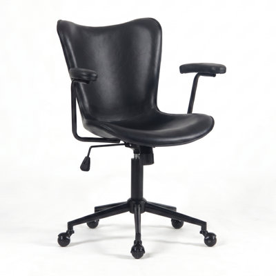 Fabric Office Chair Adjustable Swivel Task Chair With Padded Armrests Comfortable Desk Chair For Home Office Vanity Room
