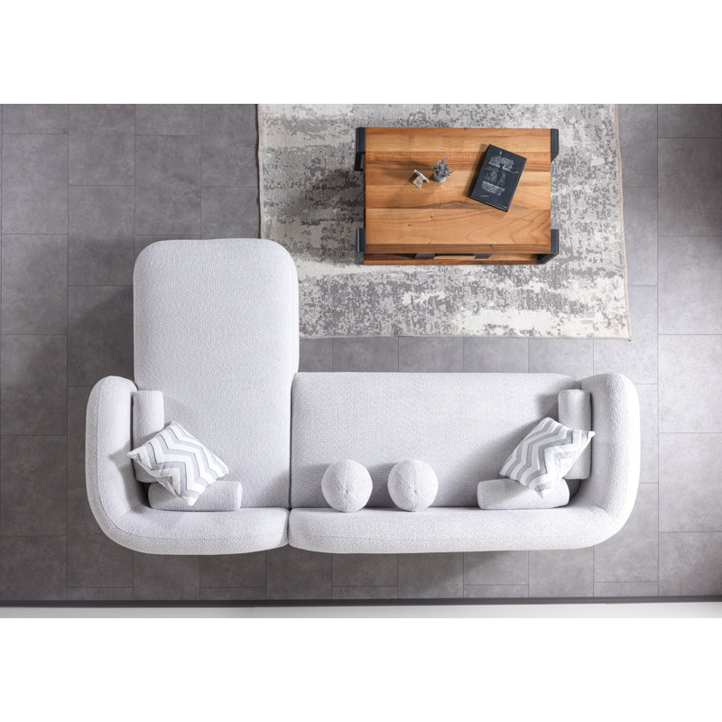 Canapé modulaire courbé et chaise longue Hough, Rignt faisant face à la main, Boucle gris