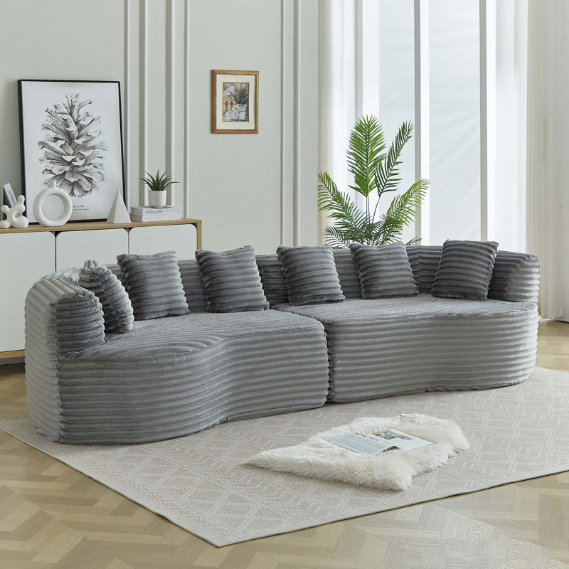 Canapé modulaire incurvé en velours côtelé Luxury