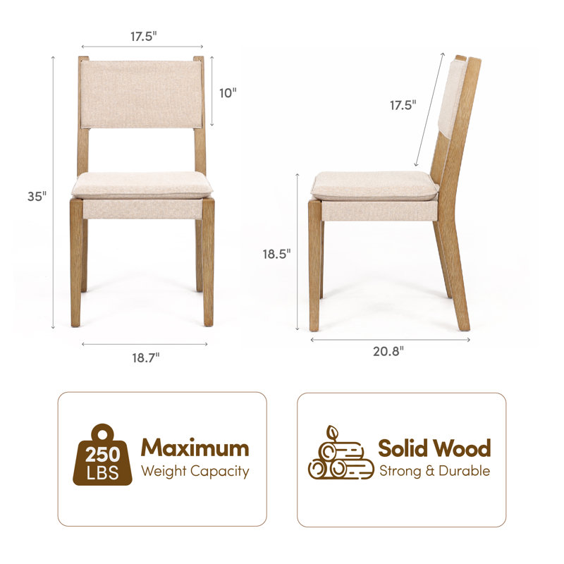 21" H Solid Wood Dining Chair, 2