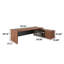 Bureau de direction 78,74 "moderne en forme de L brun minimaliste-130207806