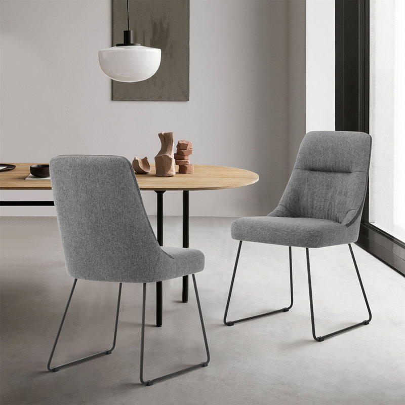Chaises de salle à manger en tissu et métal gris quartz