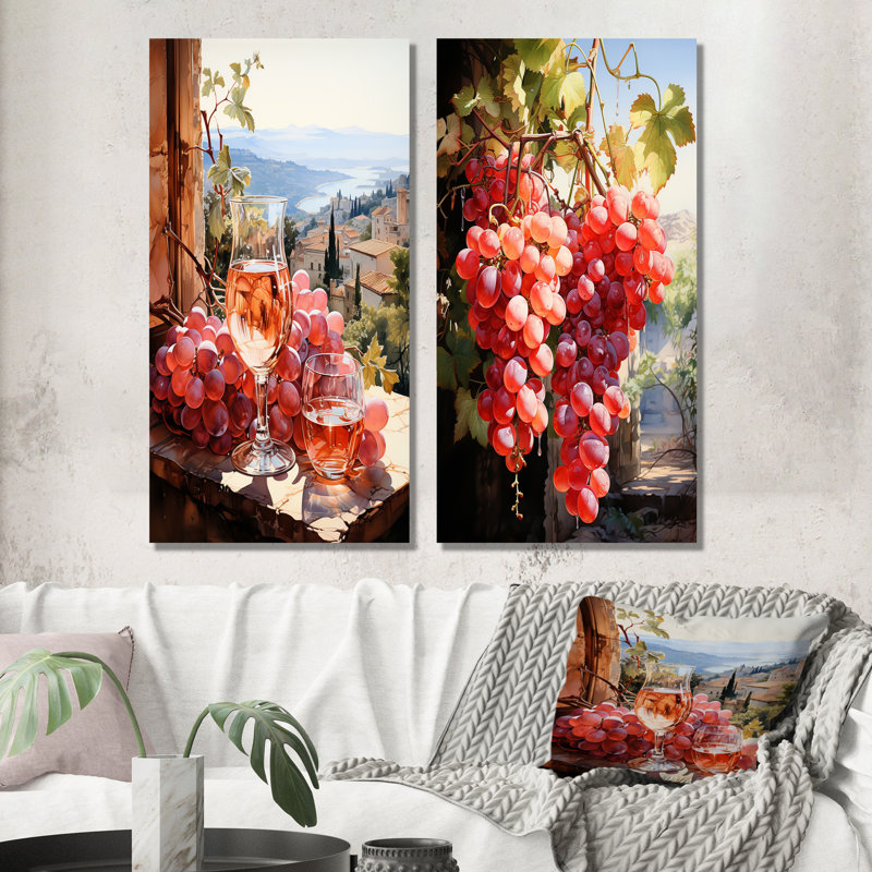Ensemble de 2 décorations murales Vineyard Gentle Impression I - Vin, H 28 po x l 24 po