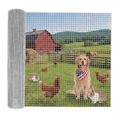 Hardware Cloth 1/2 Inch 3ft x 50ft Galvanized Welded Wire Mesh Roll, Chicken Wire Fence for Poultry, Rabbit, Garden & Animal Protection