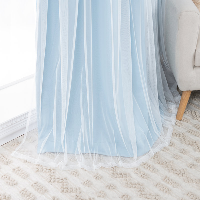Harborcreek Solid Color Blackout Thermal Rod Pocket Curtain Panels, 52" W x 96" L, Sky Blue