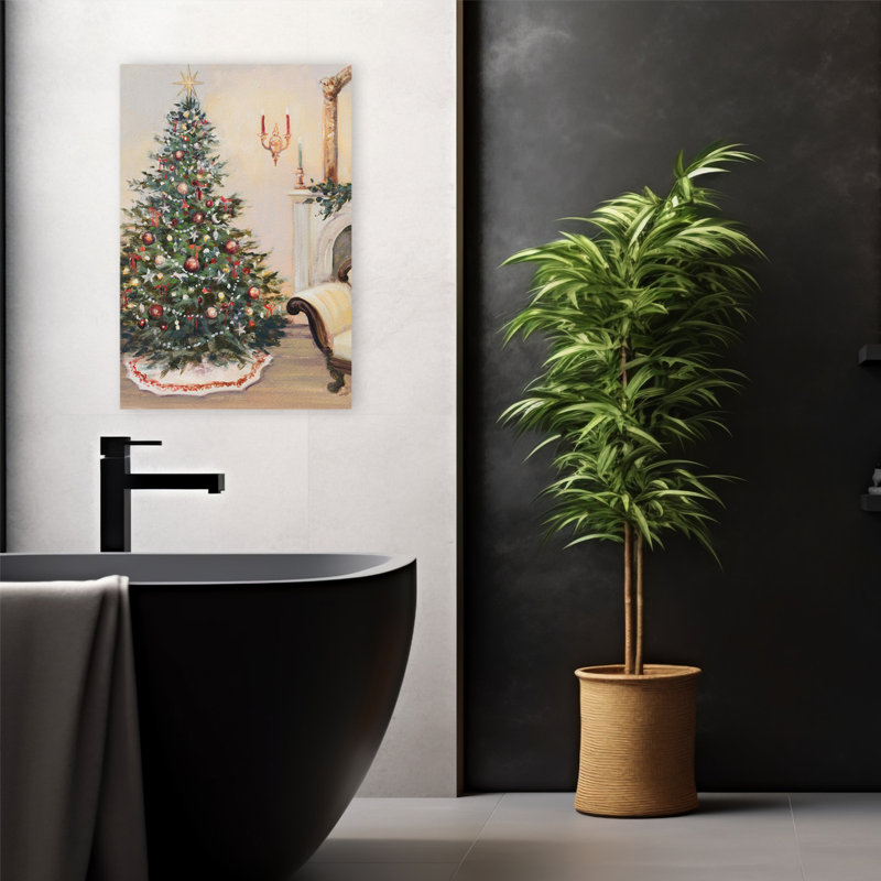 Victorian Christmas - Chaise, arbre de Noël, art gris, H 24 po x l 16 po