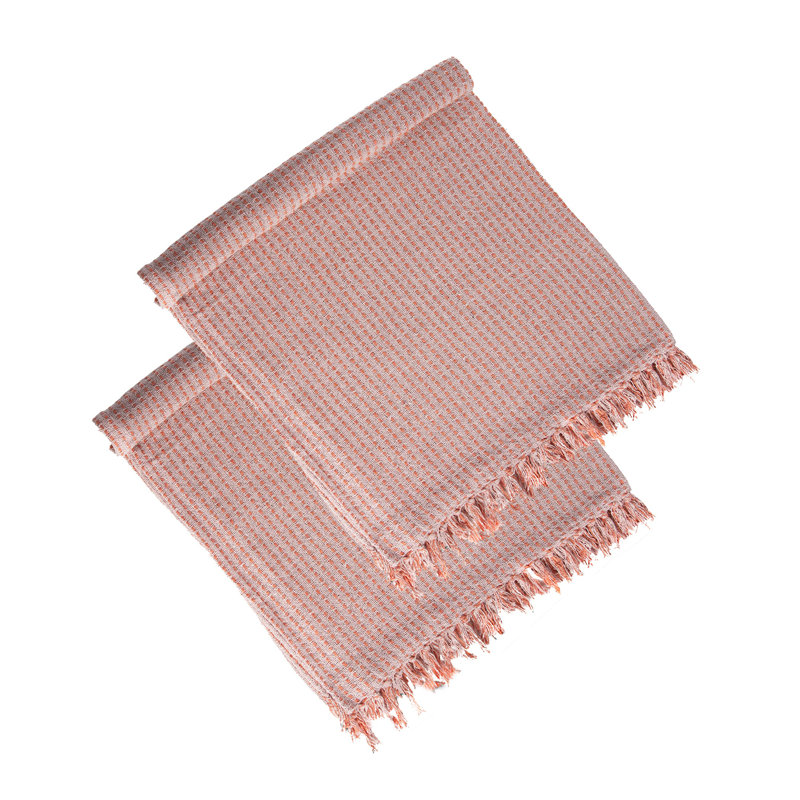 Ensemble de 2 jetés décoratifs en coton rose avec pampilles (50 po x 60 po)