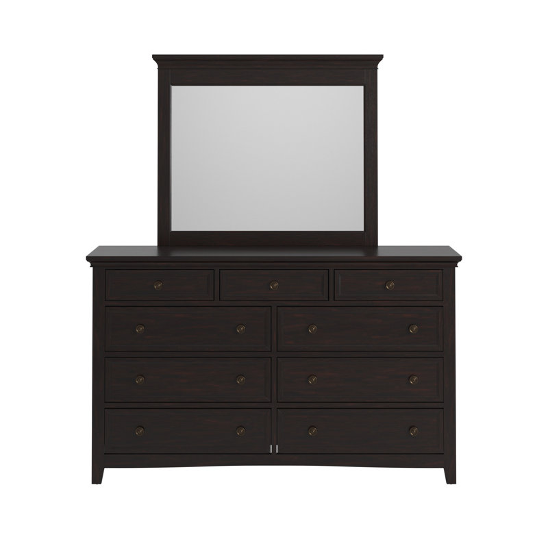 Kingery 66" W 9-Drawer Dresser , Black