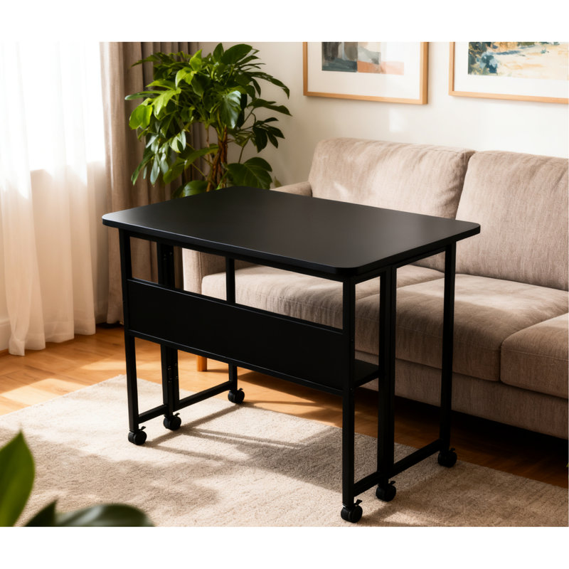 Petit bureau pliable de 80 cm (31,5 pouces) pour bureau à domicile ou salle à manger, utilisable comme bureau d'ordinateur, style américain traditionnel, noir, design.