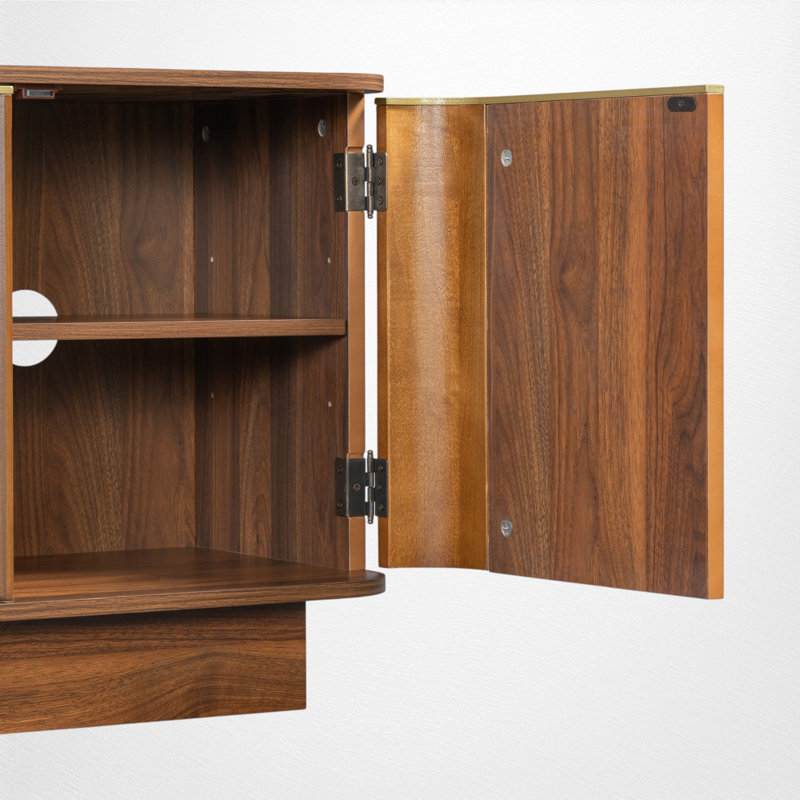 Ensemble de meuble télé et de table basse de salon 2 pièces, pour téléviseur de 70 po ou moins, console média cannelée et table de rangement ronde de style campagne moderne