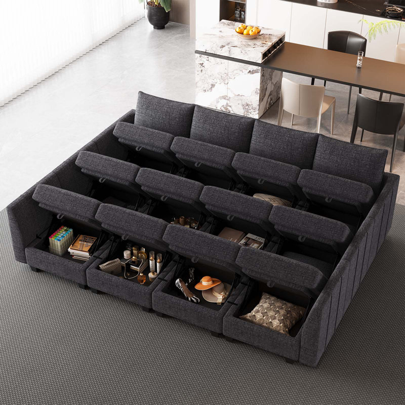Uthyr Chenille Oversized King Sofa Bed Storage Sleeper Convertible U Shaped L Shaped Couch Modular Sectional Sofa With Detachable Washable Cushion