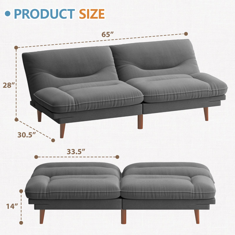 Canapé FUTON avec côtés et dossier réglables, Gris foncé