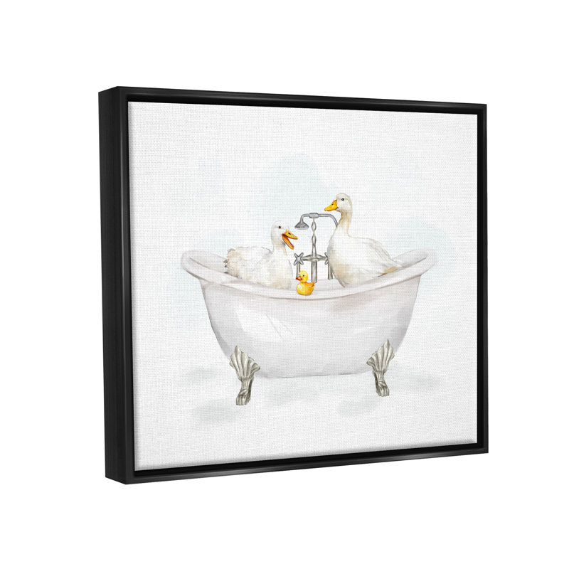 Canards dans la baignoire, H 17 po x l 21 po x P 1,7 po, Cadre flottant noir de jais