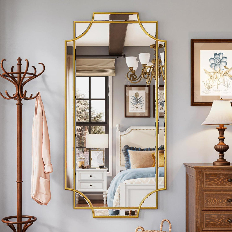 Gold Foil Finish Rectangular Full Length Wall Mirror