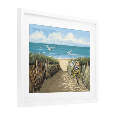 Yellow Beach Taxi Coast Framed Print Under Glass, design by John Rossini