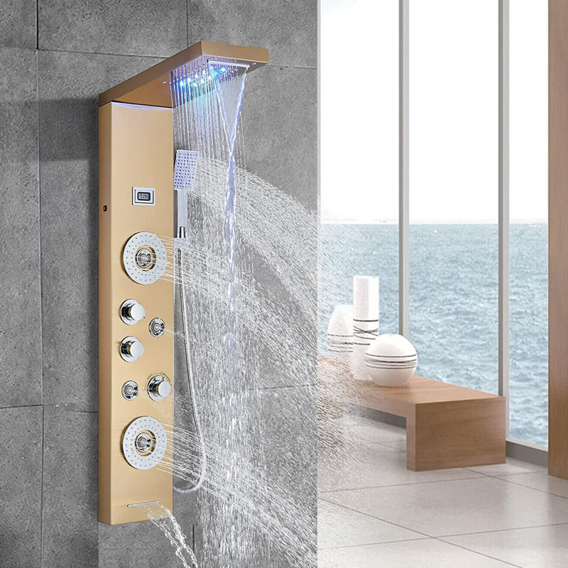 44.8'' Shower Panel with Fixed Shower Head, Brushed Gold