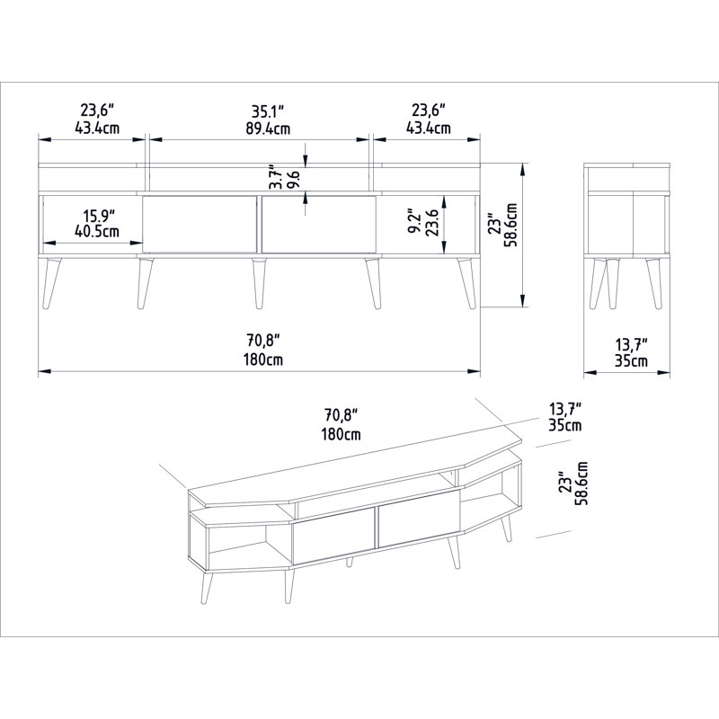 Garces Unfinished TV Stand for TVs up to 70", Walnut/Black