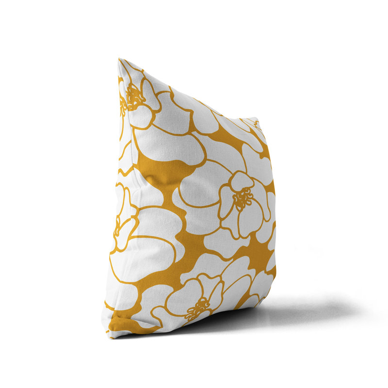 Housse de coussin d'extérieur et insert, Jaune, 17 po x 17 po, Carré
