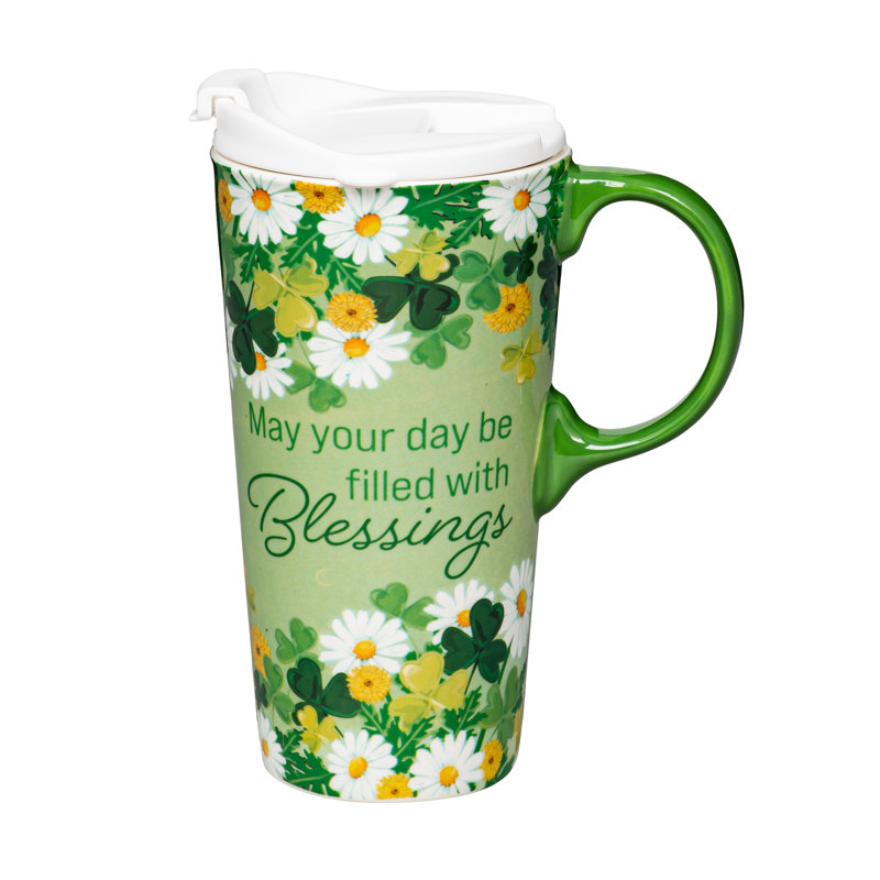 Tasse parfaite en céramique Shamrock Blessings, 17 oz, boîte-cadeau