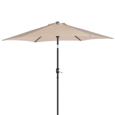 9 Ft. Polyester Patio Market Umbrella With Tilt And Crank In Khaki