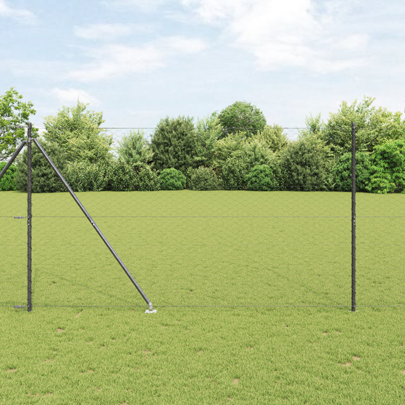 Vidaxl Hexagon Fence Grey Steel, 150cm H x 1000cm W