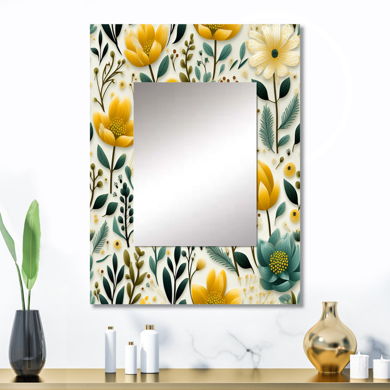 Esho Boho Botanicals Boho Greens - miroir mural botanique, miroir décoratif botanique, impression d'art en métal