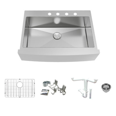 Diamond 35.75'' L Farmhouse / Apron Single Bowl Stainless Steel Kitchen Sink