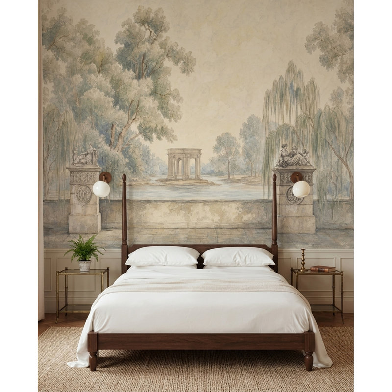 Papier peint en pierre avec ruines classiques et décoration murale pastorale amovible, 200 po x 120 po, Non tissé