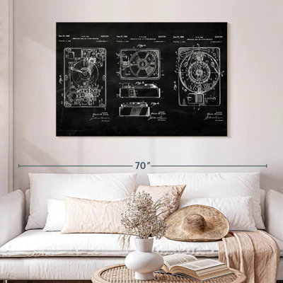 " Combination Sound And Picture Mechanism BW Patent Canvas Print " by Patent Hunter