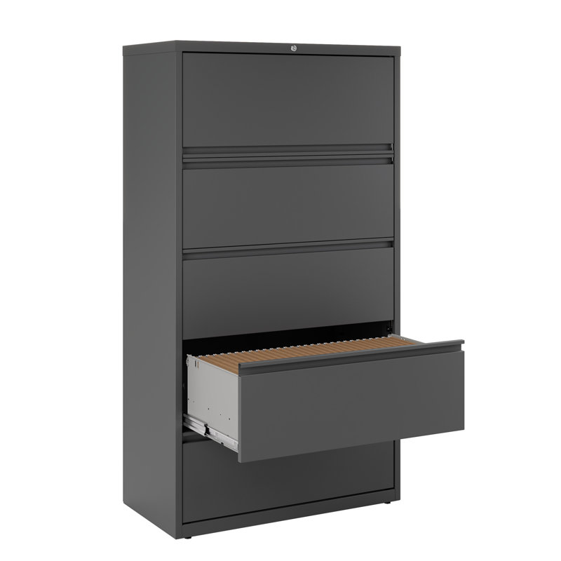 Harietta 36'' Wide 5 -Drawer Steel File Cabinet, Charcoal