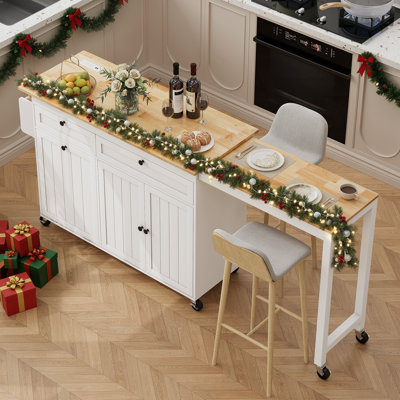 Armoire de cuisine 81,6 "avec table de salle à manger extensible 2 tiroirs et 2 portes pour cuisine