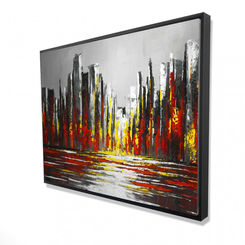 Abstract Red Skyline Print On Canvas