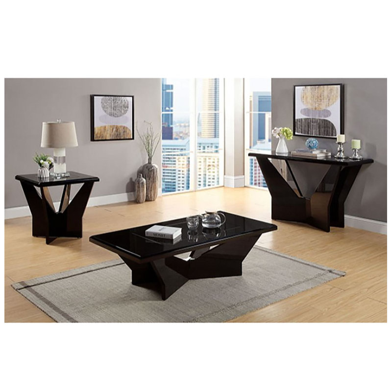 Irina 47.25'' Glass Top Console Table, Black