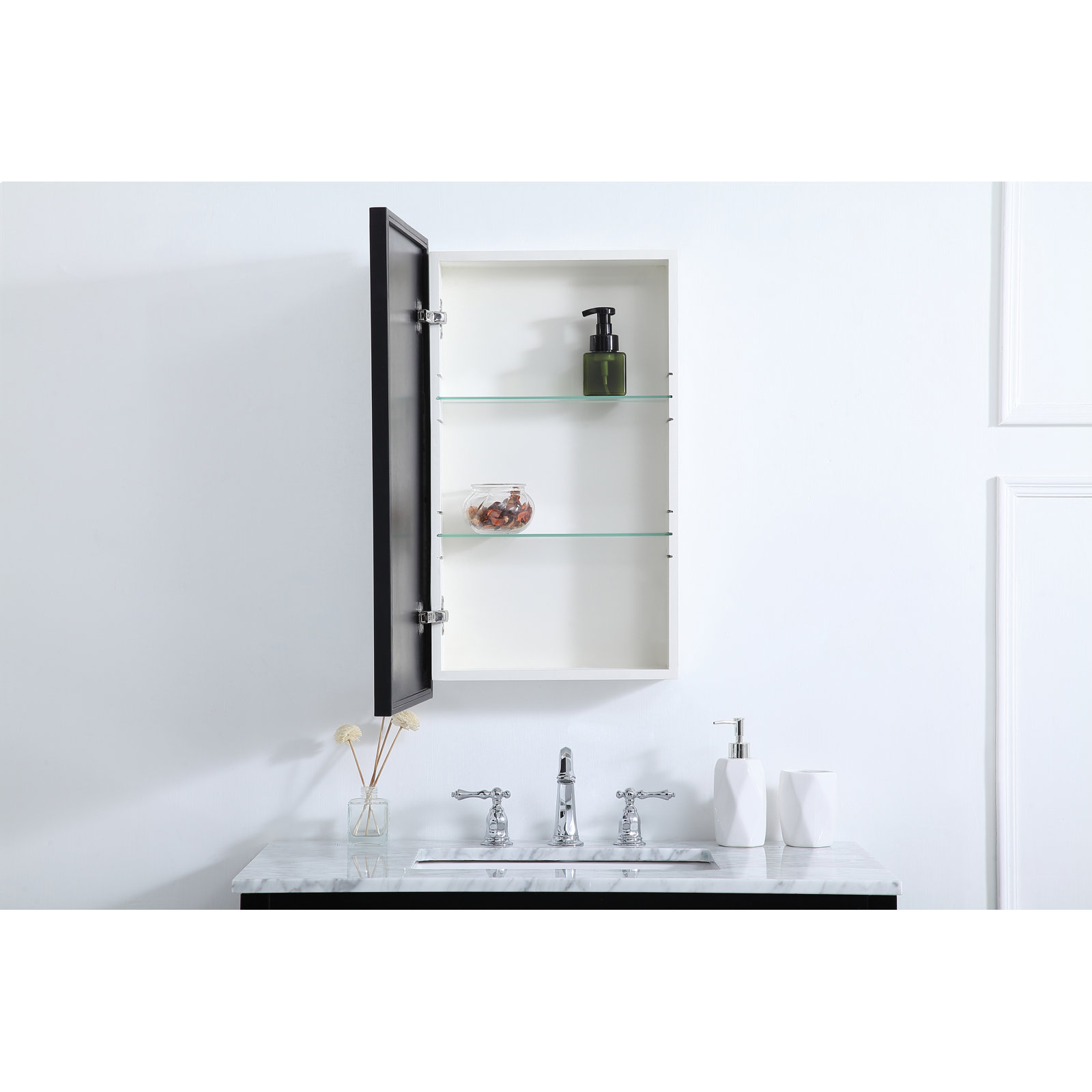 Clapp Surface Medicine Cabinet, Black, 28" H x 17" W x 5" D