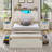 Farmhouse Twin Xl Size Bed Frame With 2 Storage Drawers, Wooden Platform Twin Xl Bed With Led Lights And Charging Station, Rustic Headboard With Sliding Barn Door Storage Cabinets-1825556313