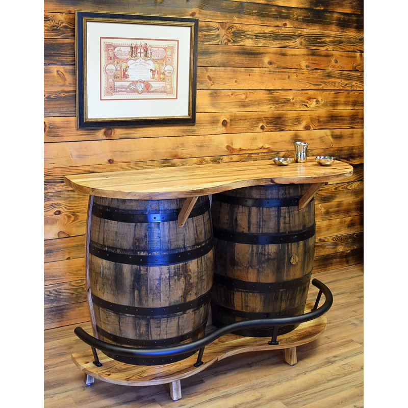 Arrisson 60'' Rustic Solid Wood Home Bar with Shelving