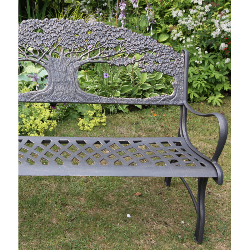 100% Cast Iron Bench with Tree Theme