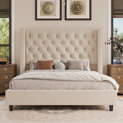 Willa Arlo Interiors Duhon Upholstered Wingback Bed & Reviews | Wayfair