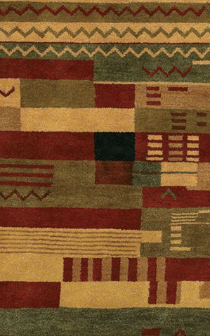 Chelsea Wool Abstract Area Rug in Green/Brown/Red, Rectangle 7'9" x 10'6"