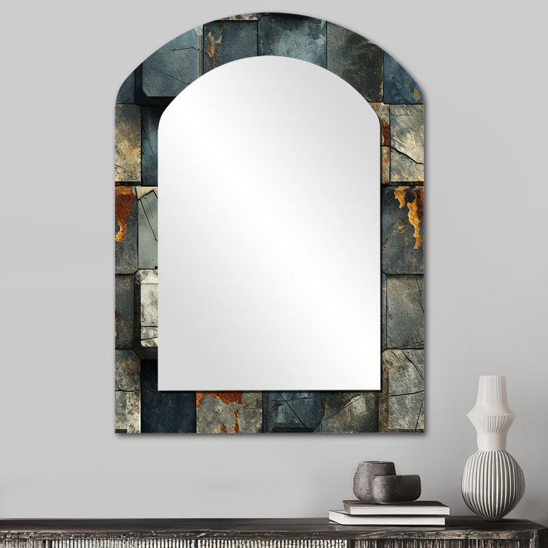 Motif mural à rayures cubiques gris Petronella, 34 po x 25 po