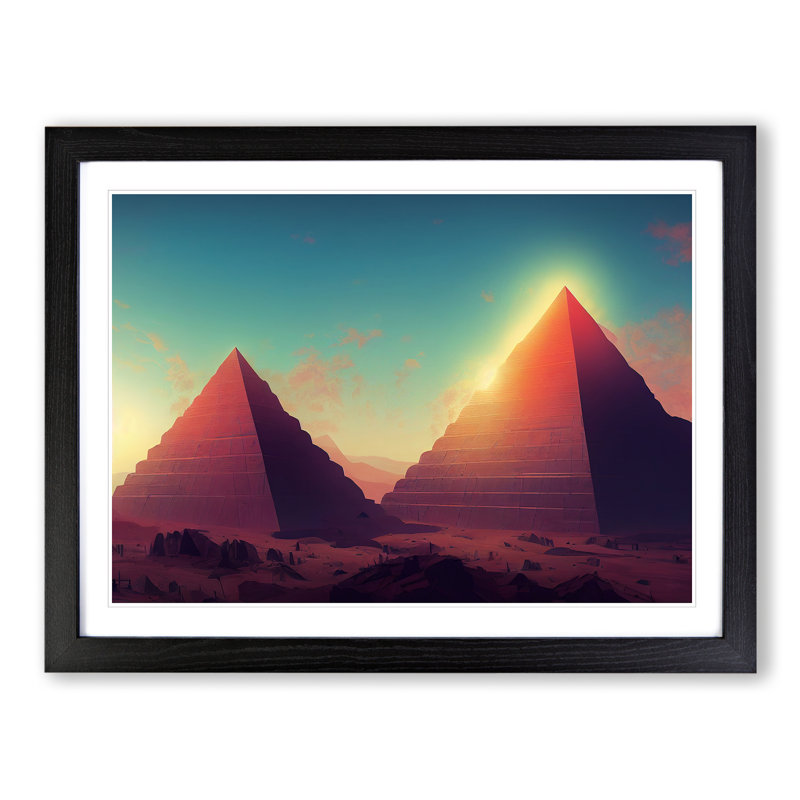 XH1022-7248X Pyramids In The Desert Vol.1 - Single Picture Frame Print, Black Framed, 46cm H x 64cm W x 2cm D