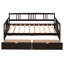 Lit de jour simple en bois avec 2 tiroirs de rangement, structure de canapé-lit pour la chambre à coucher ou le salon, conception peu encombrante, espresso-118474827