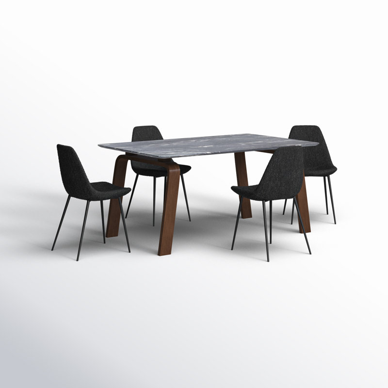 4 - Person Four Leg Dining Set, Black