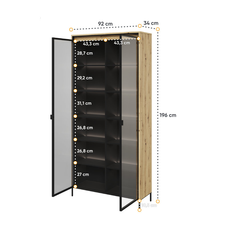 Vannatta Display Cabinet, Oak Artisan/Black