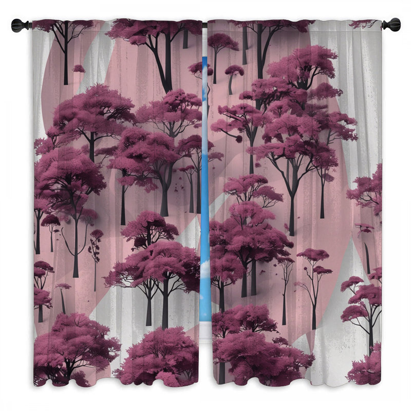 Rideaux de fenêtre à motif de forêt rose et arbres obscurcissant - 2 panneaux, 20in x 80in - 2 panels