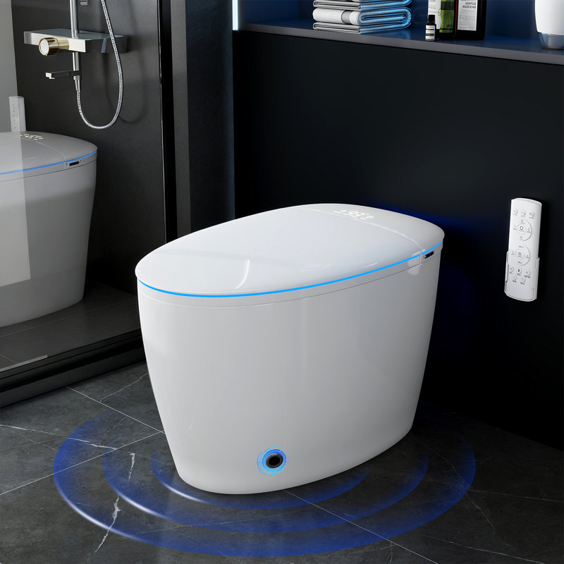 Toilette Smart Bidet avec mains libres, hygiène du pare-mousse, siège et sécheuse chauffants, Blanc