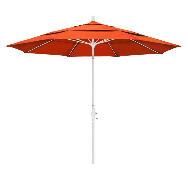Parasol de marché 11 pi Brent, Toile Sunbrella® Melon, H 110,5 po x l 132 po x P 132 po, Gris martelé