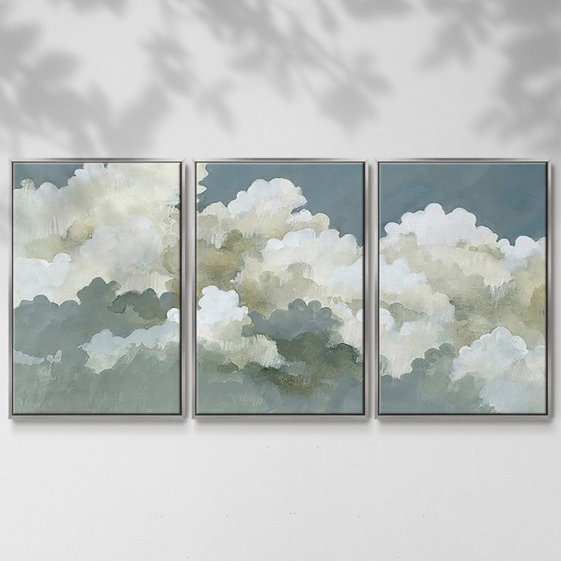 Big Clouds III 3 pièces, H 36 po x l 75 po x P 2 po, Argent
